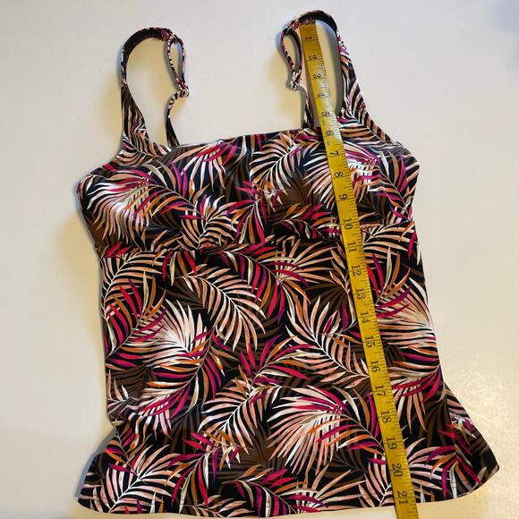 Lands' End Tropical Tankini Swim Top Womens Sz 8 Petite 8P Brown Pink Hawaiian - Picture 7 of 7